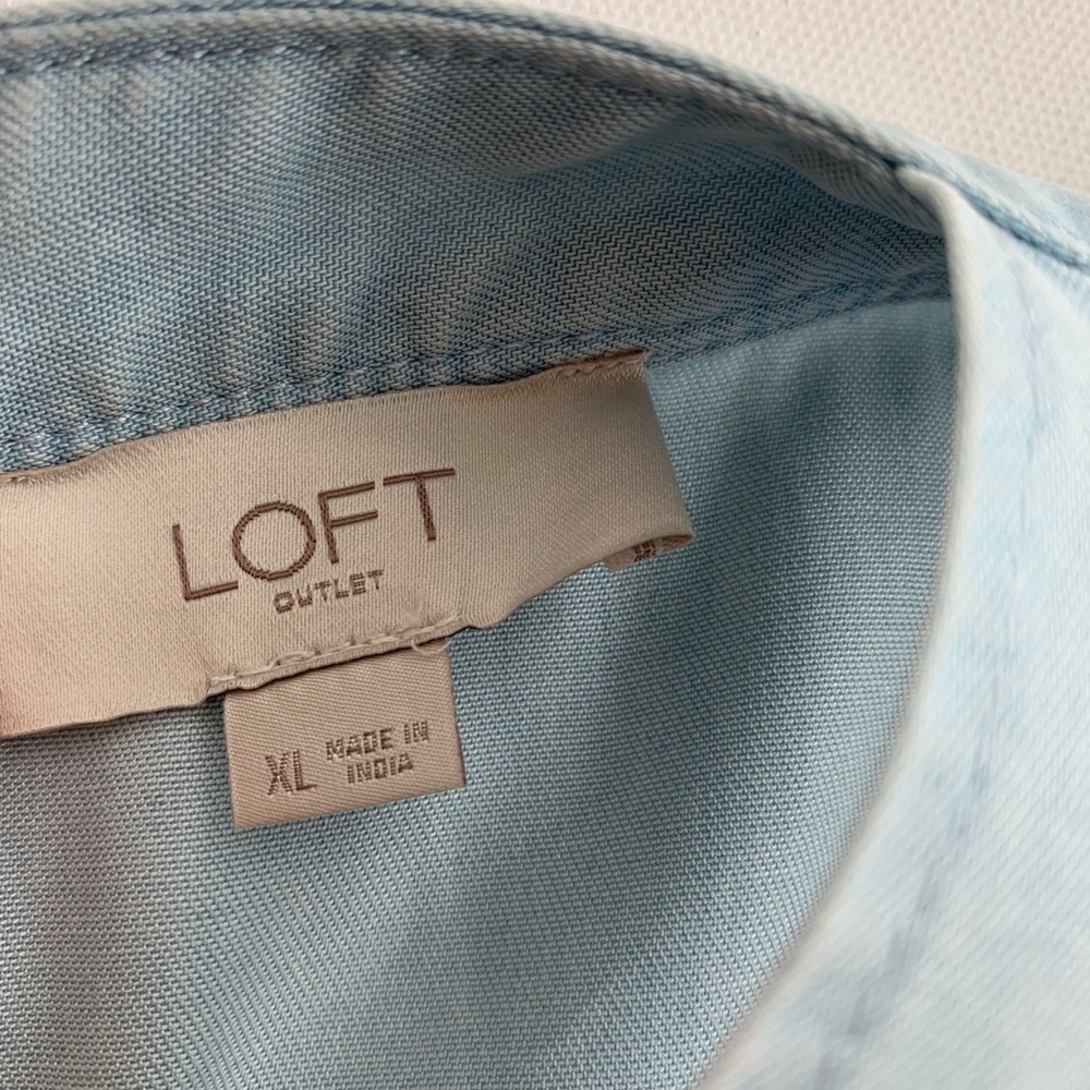 LOFT chambray apron front drawstring jumpsuit - Picture 5 of 7